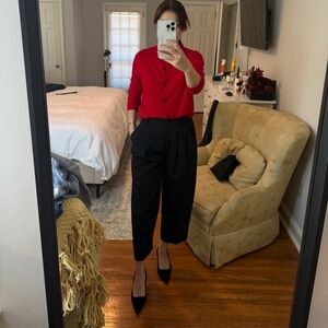 Cropped Wool-Blend Wide-Leg Pants, New